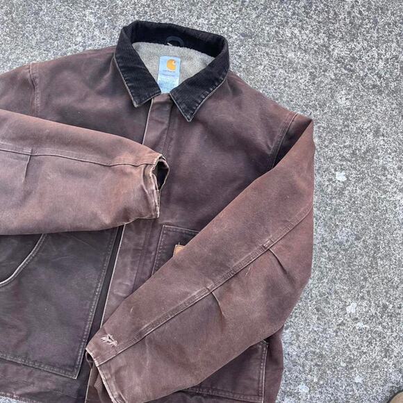 J22 corduroy collar duck canvas Sherpa Lined Duck Canvas Brown Work Detroit - Picture 4 of 8